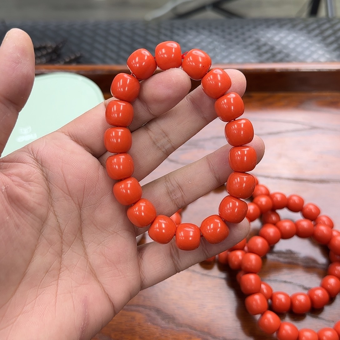 白玉菩提手串12老邢红色3