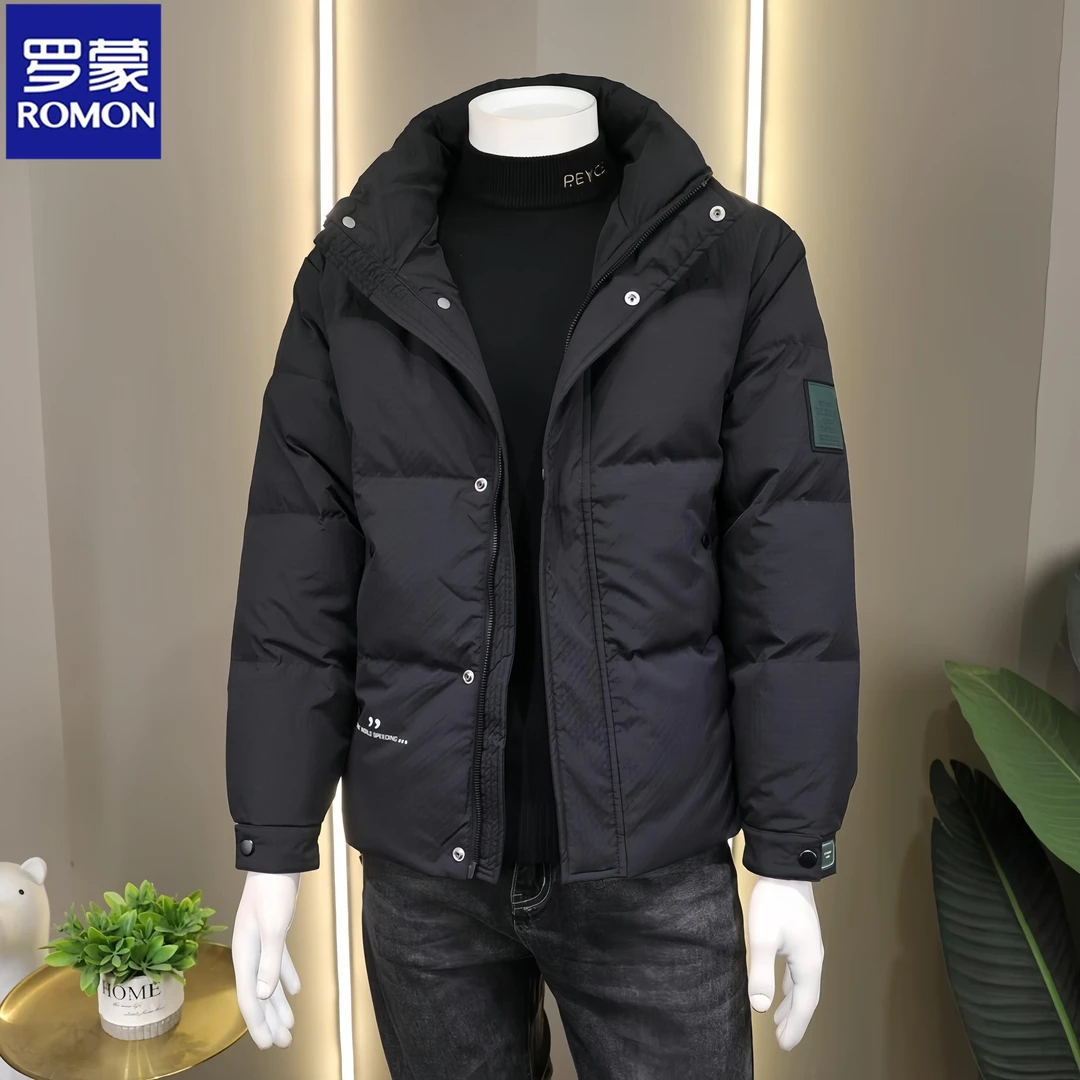 Romon/罗蒙羽绒服外套男士高端冬季新款潮牌休闲夹克百搭加厚商务