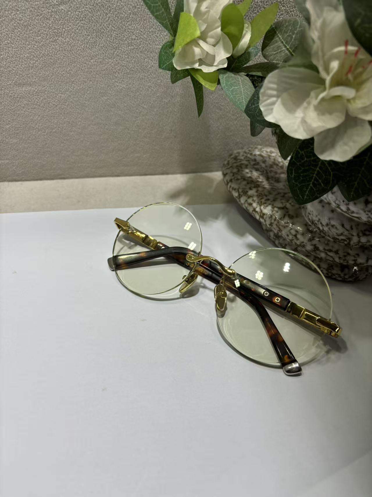 复古无框圆形石头镜清凉养眼护目平光眼镜