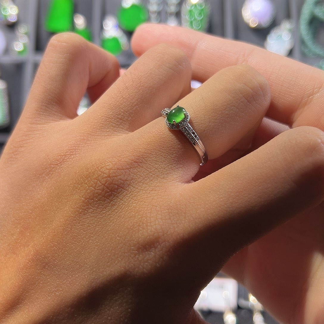 翡翠银S925镶嵌戒指