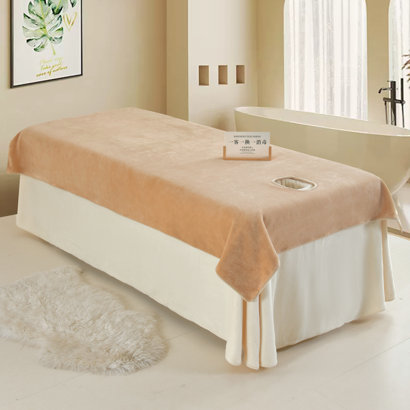 美容院床单铺床巾隔脏吸油吸水绒厚多尺寸养生按摩床专用带洞纯色