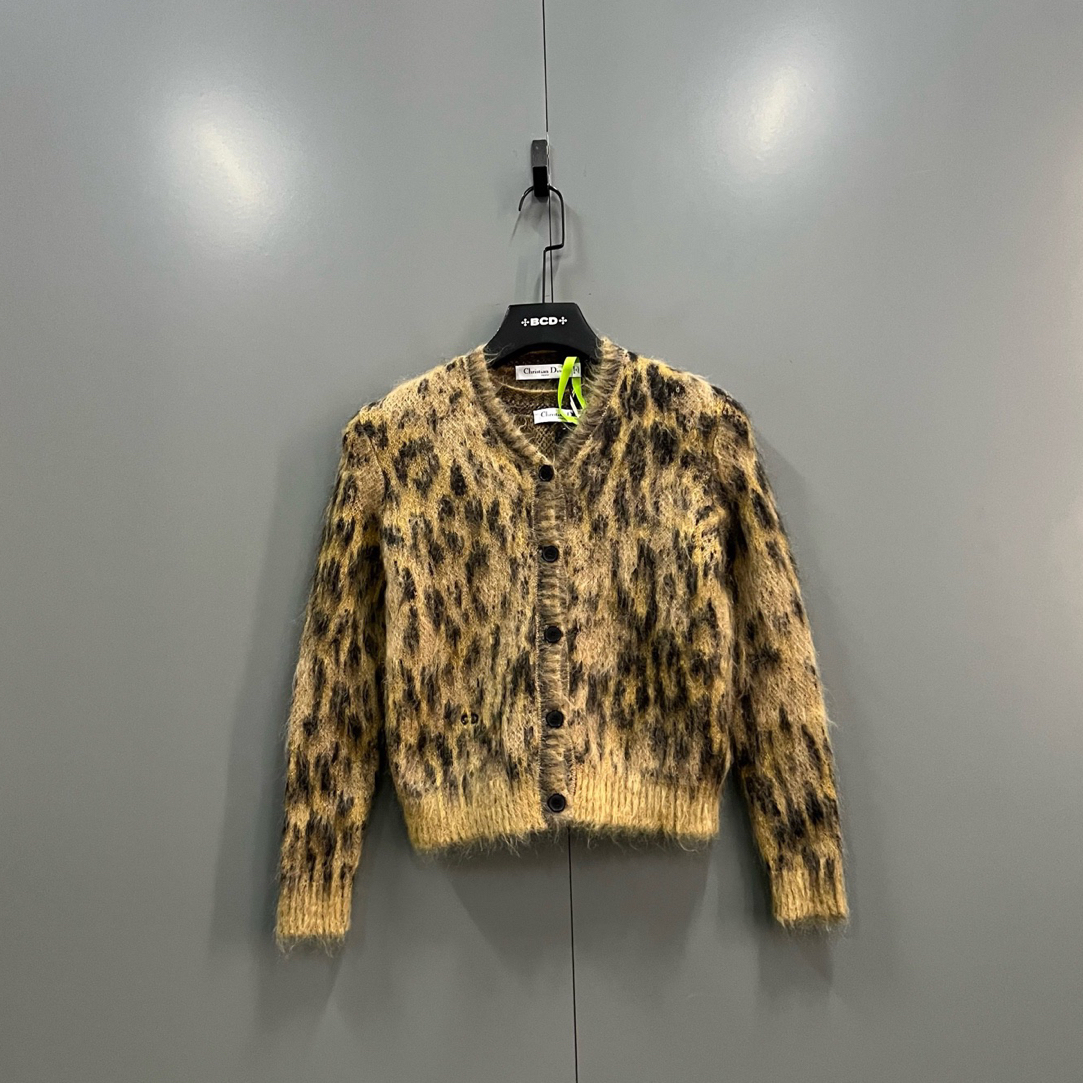 未使用 DIOR/迪奥 zt4 豹纹两件套针织开衫/全新/610466