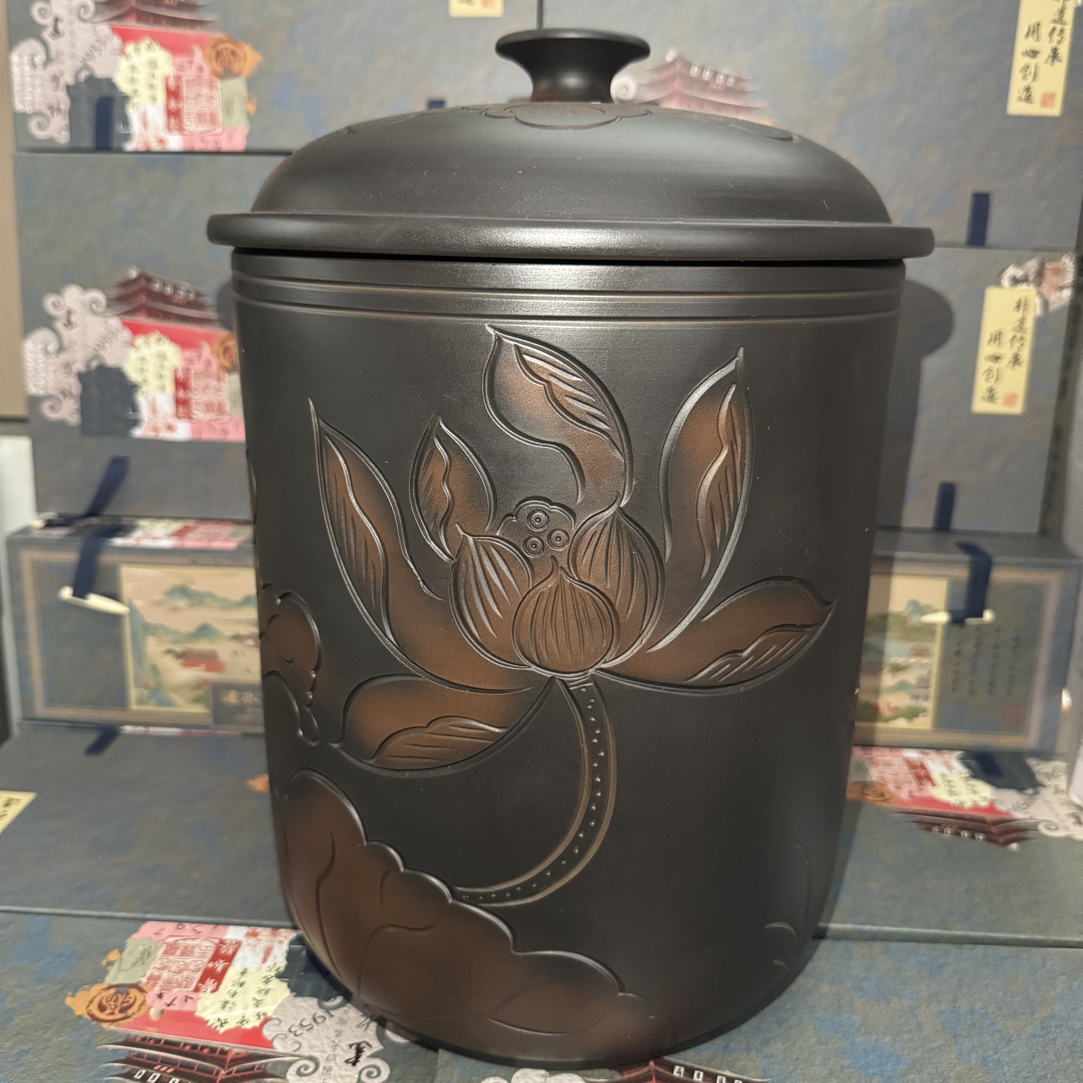 云南建水紫陶 九饼缸装茶装米