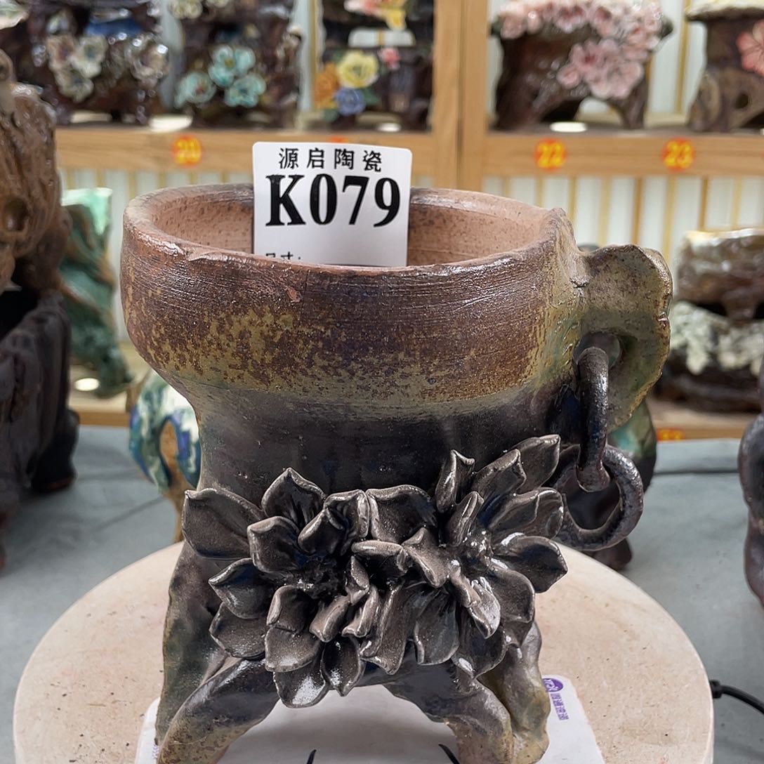 紫砂花盆景德镇陶瓷花盆079