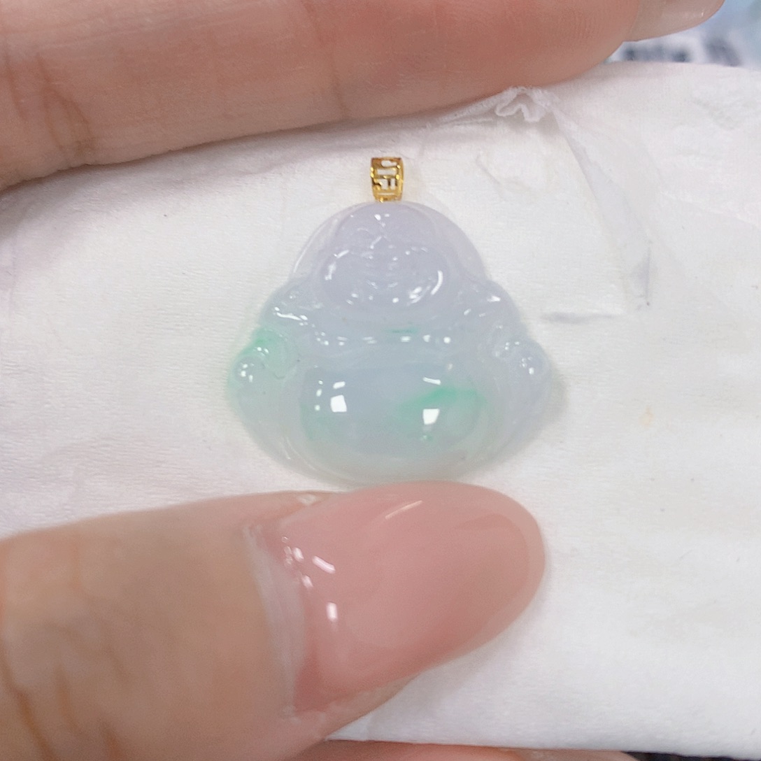 翡翠18K金镶嵌颈饰天然翡翠a货 百元以上9米证书费自理