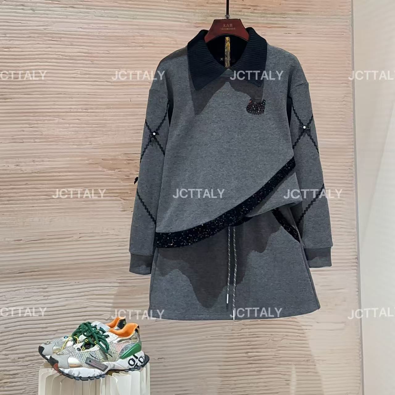 【宠粉价】（加绒）休闲气质风复古运动国风秋冬时尚套装TZ-1048