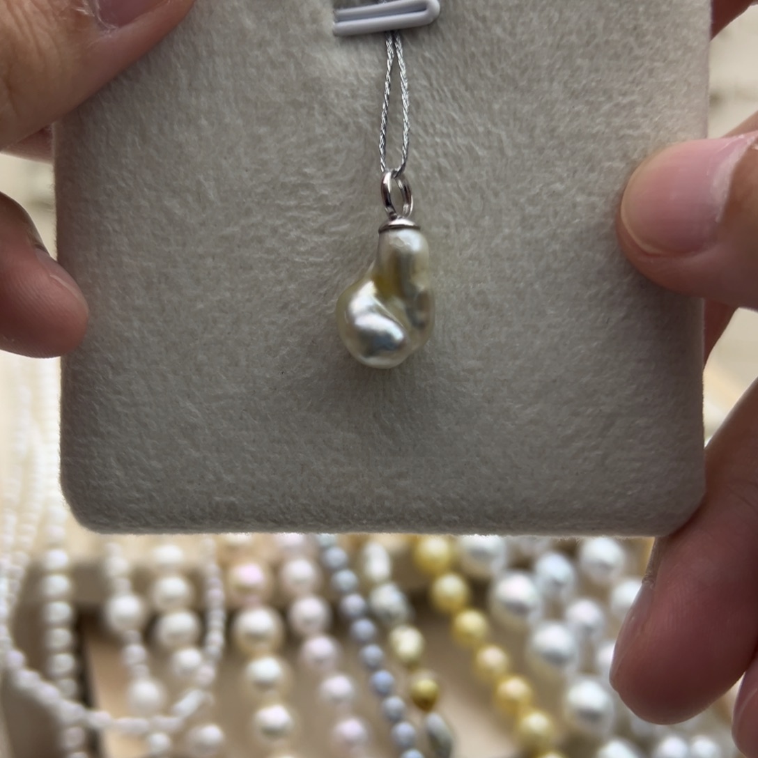 银S925镶嵌吊坠(不含链)海水珍珠海水金珠keshi吊坠