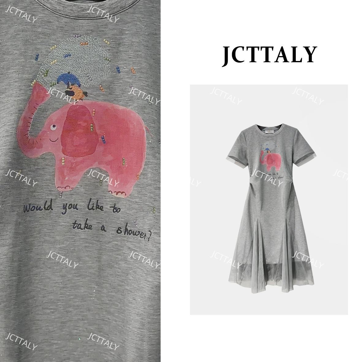 【宠粉价】小象套头女士显瘦印花轻奢连衣裙NH-A081