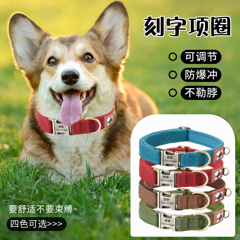 狗脖圈狗项圈可定制刻字宠物狗脖套大中小型犬外出专用颈圈防走丢
