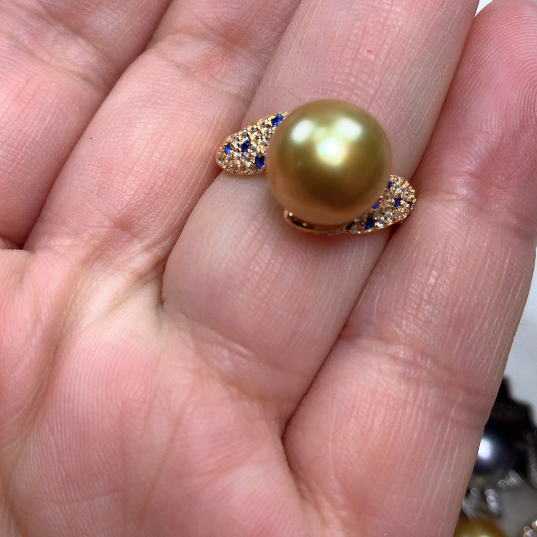 海水珍珠戒指银S925镶嵌