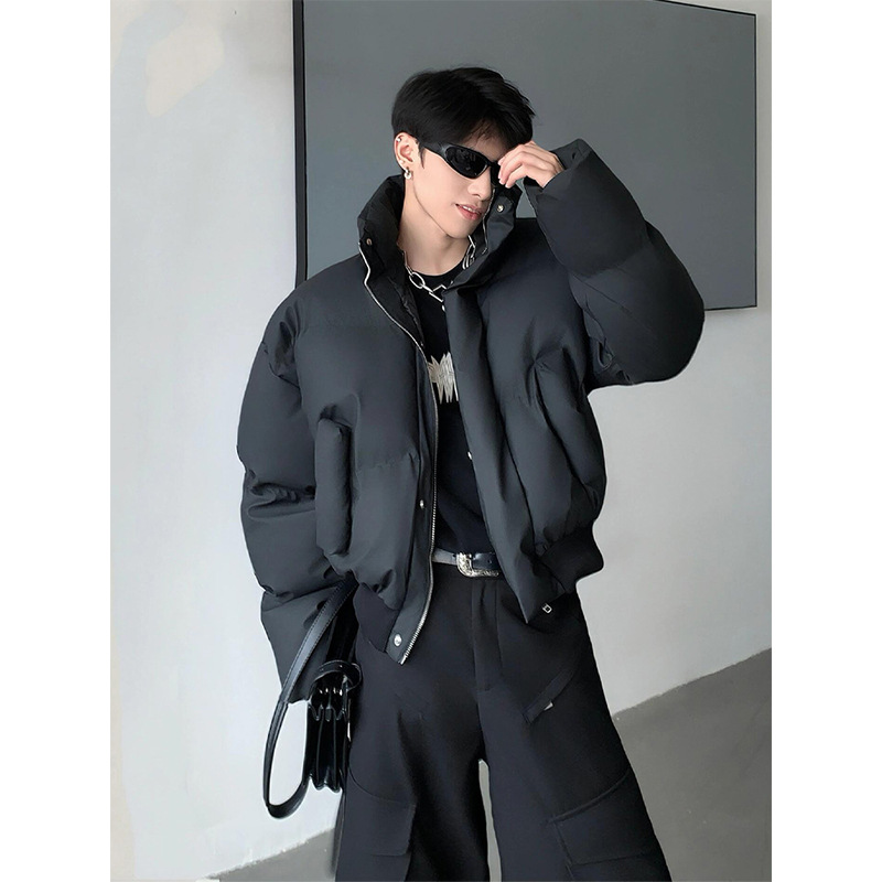 黑色短款羽绒棉服男款冬季cleanfit美式加厚保暖棉衣外套