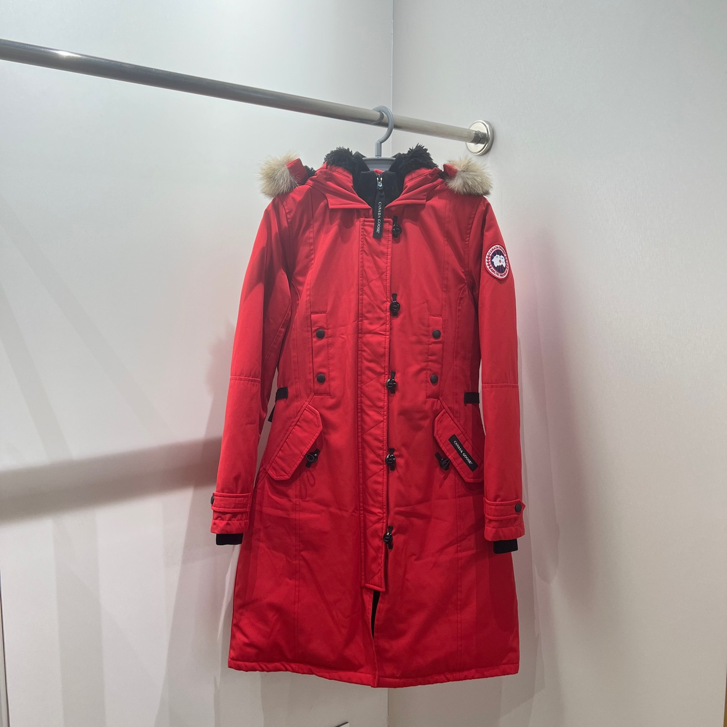 99新 CANADA GOOSE au364/拉链毛领连帽羽绒服大衣 xs码 聚酯纤维