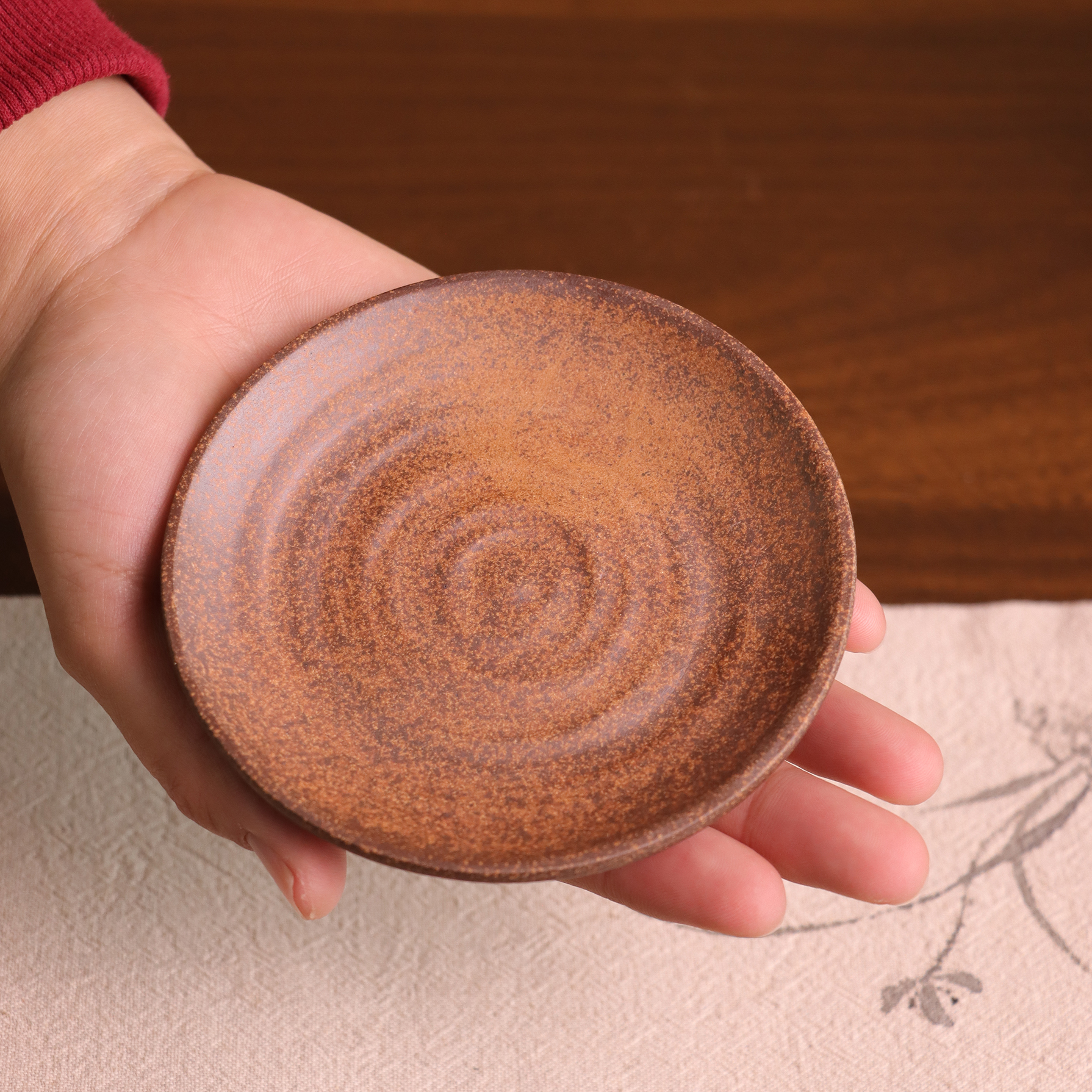 【名匠】手拉纹杯垫.7994.中式复古老岩泥茶杯垫创意陶瓷.SL