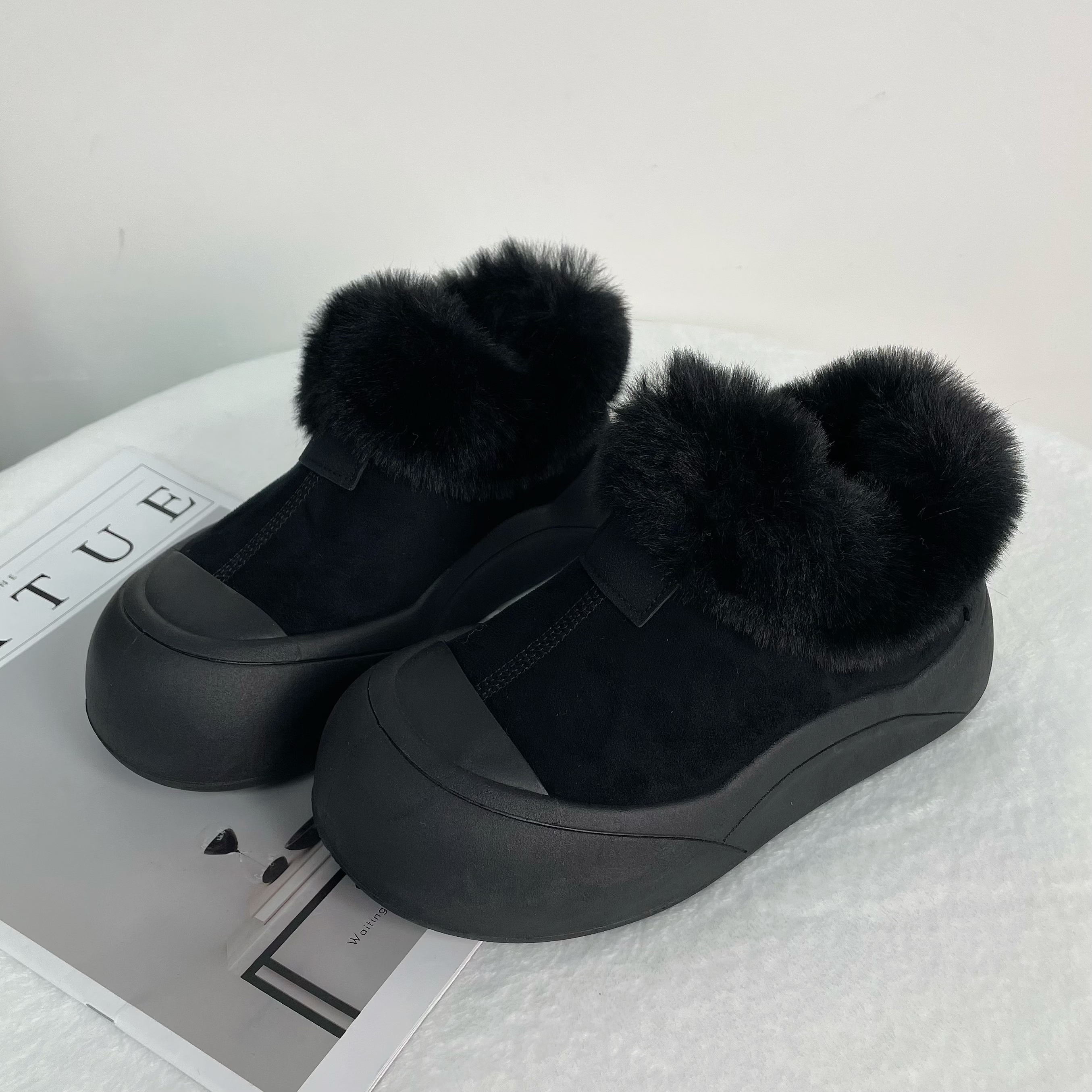 KC839加绒加厚保暖雪地靴女2025冬季新款爆款复古面包鞋毛毛棉鞋