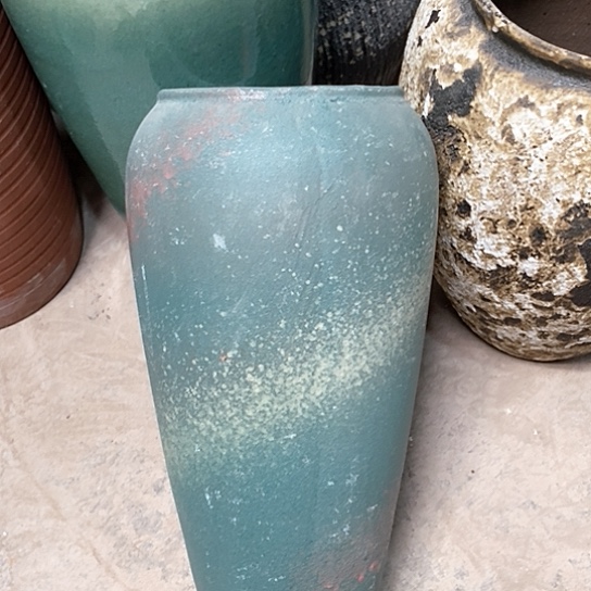 紫砂花盆口15高度38绿泼墨处理