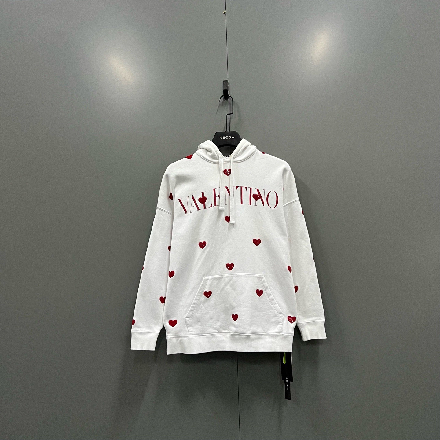 95新 Valentino/华伦天奴 t0 爱心亮片刺绣帽衫 XXS码/606212