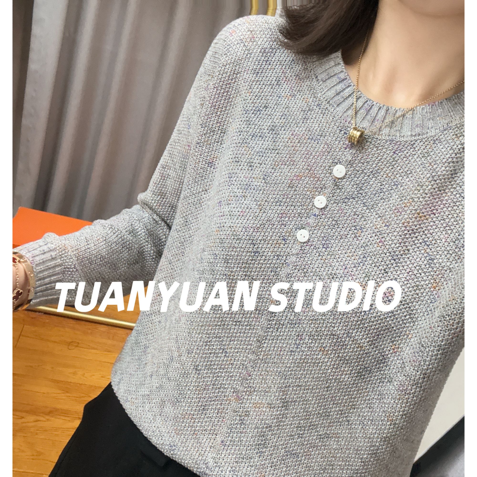 圆领】设计感上衣潮新款秋季针织T恤女时尚百搭宽松显瘦