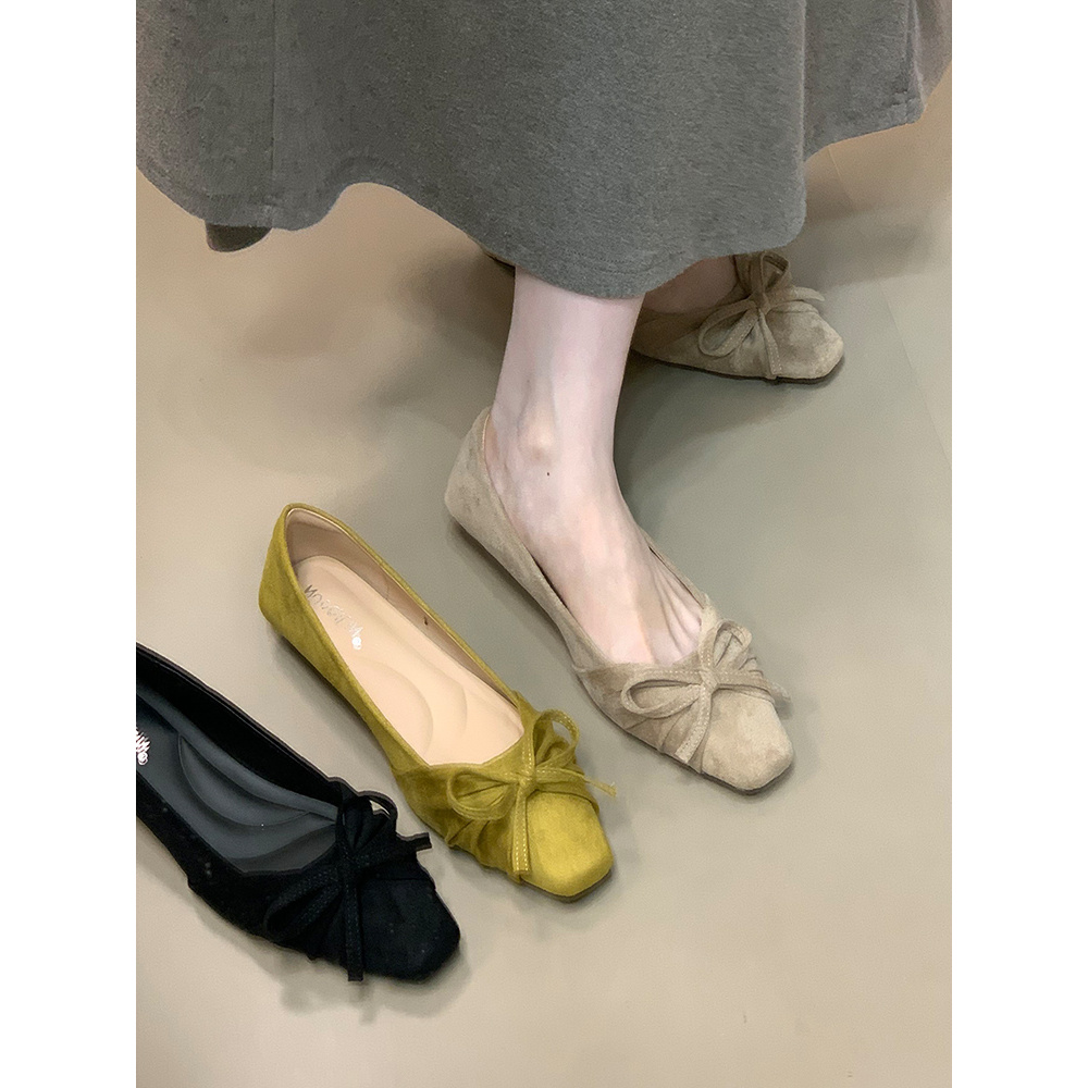 NQL-3196-22秋季新款蝴蝶结浅口单鞋2025仙女风低跟鞋时尚女鞋