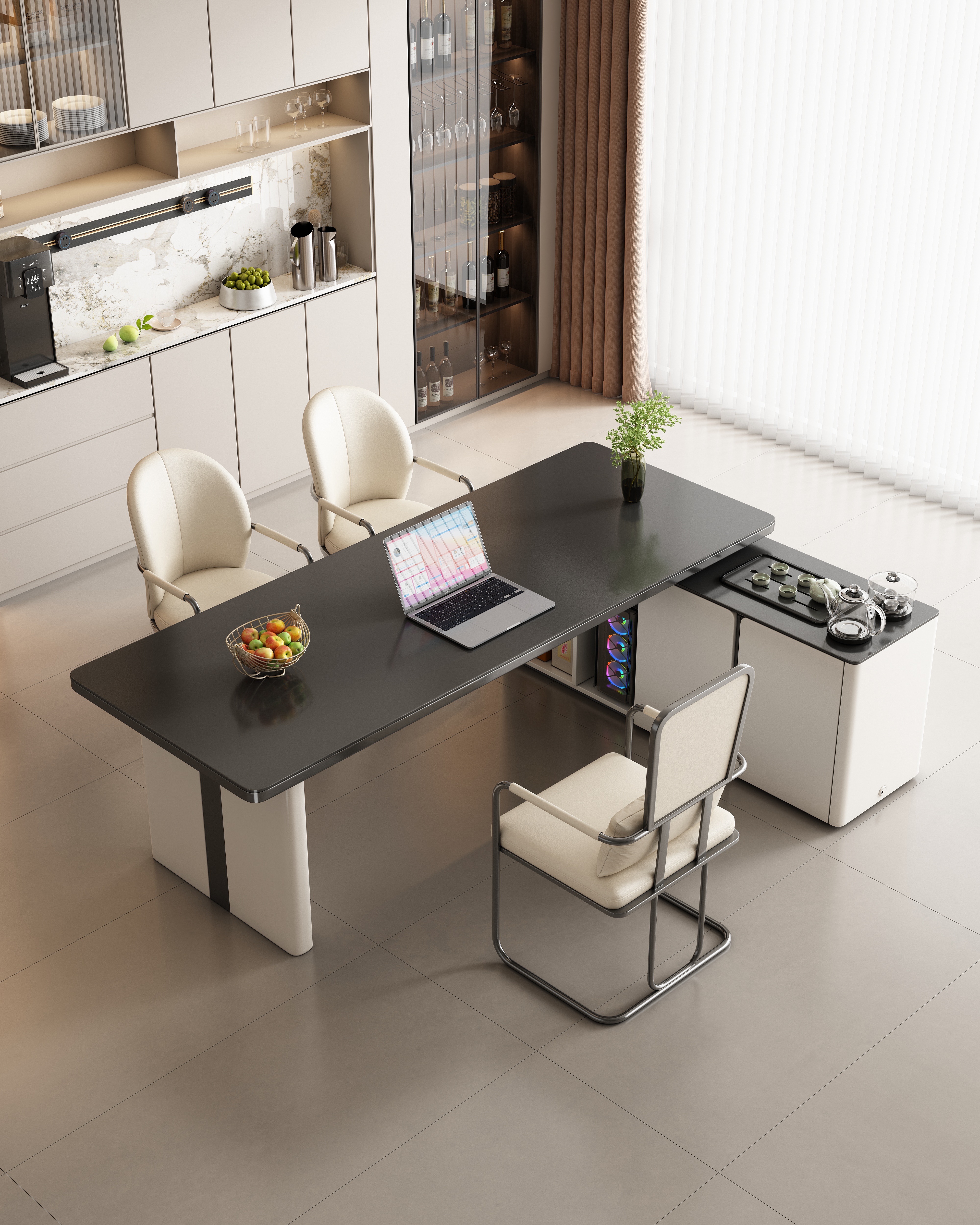 客厅茶桌家用岩板茶台轻奢现代高级感办公室泡茶桌功夫茶桌椅组合