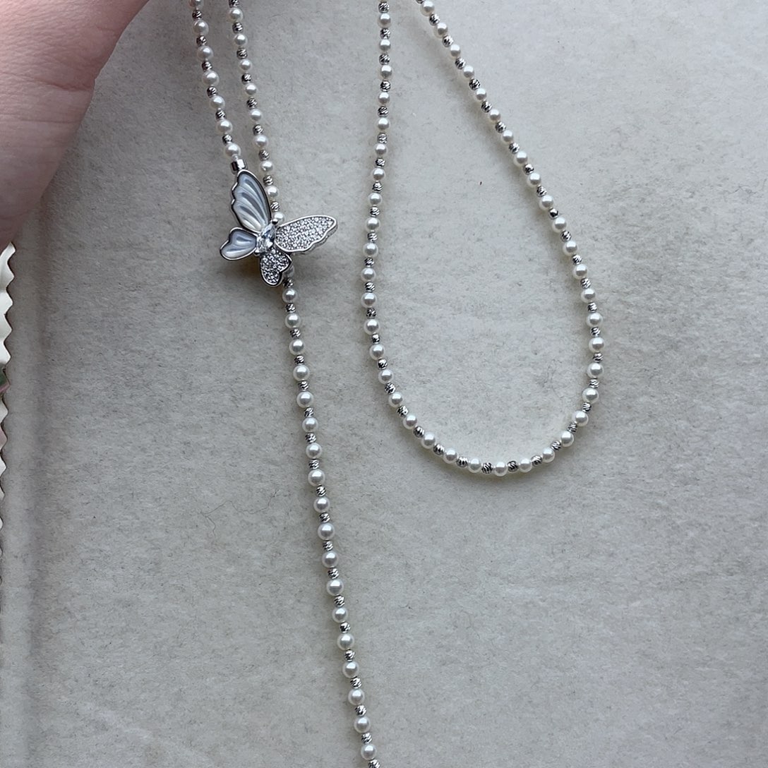 淡水珍珠套链50银S925镶嵌