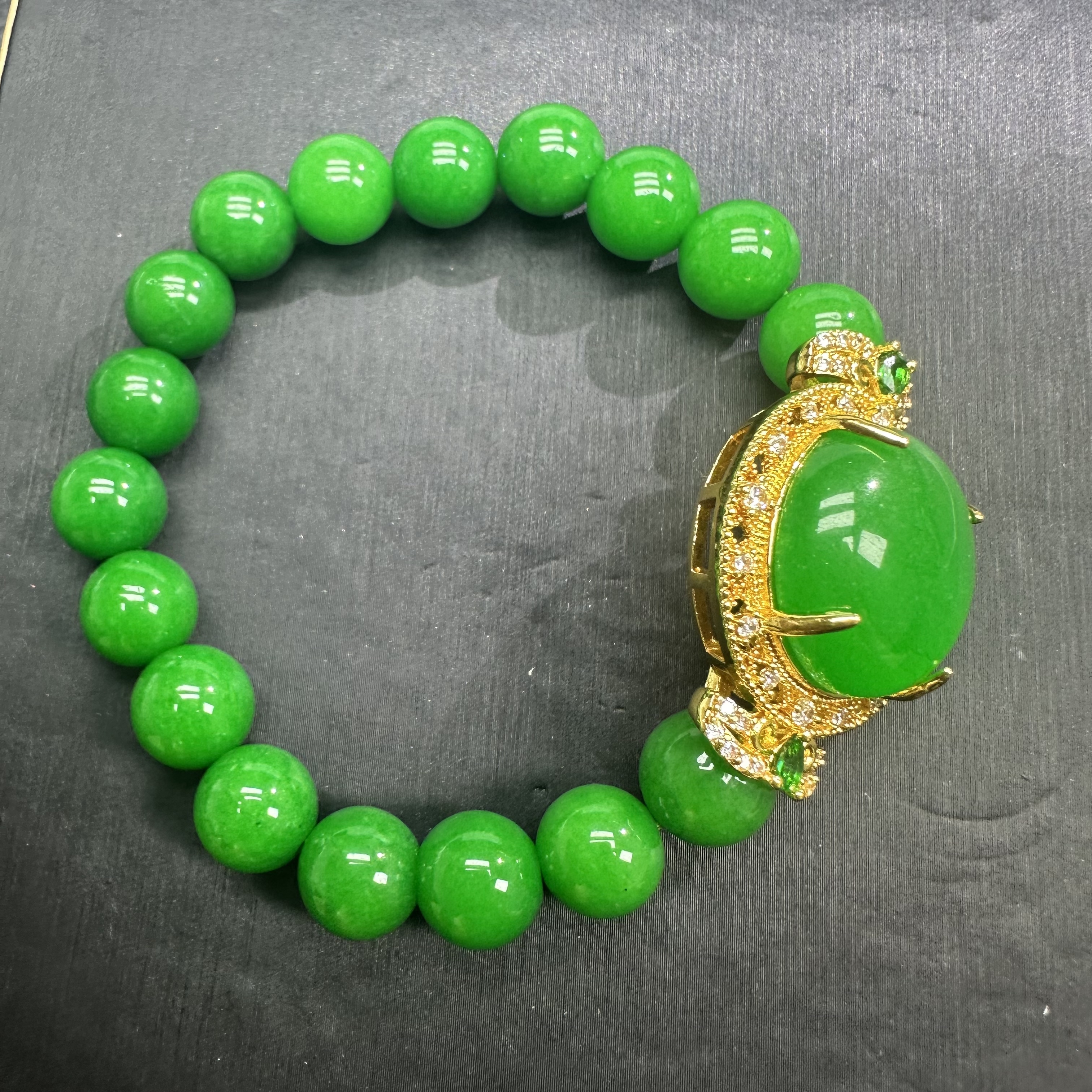 翡翠满绿蛋面手链H168