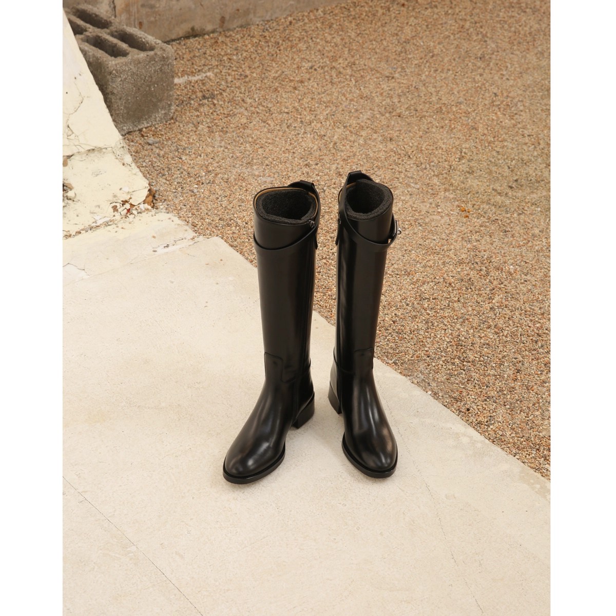 Superqueen 胎牛皮长靴~经典H扣骑士靴 粗跟高筒靴不过膝长靴欧美