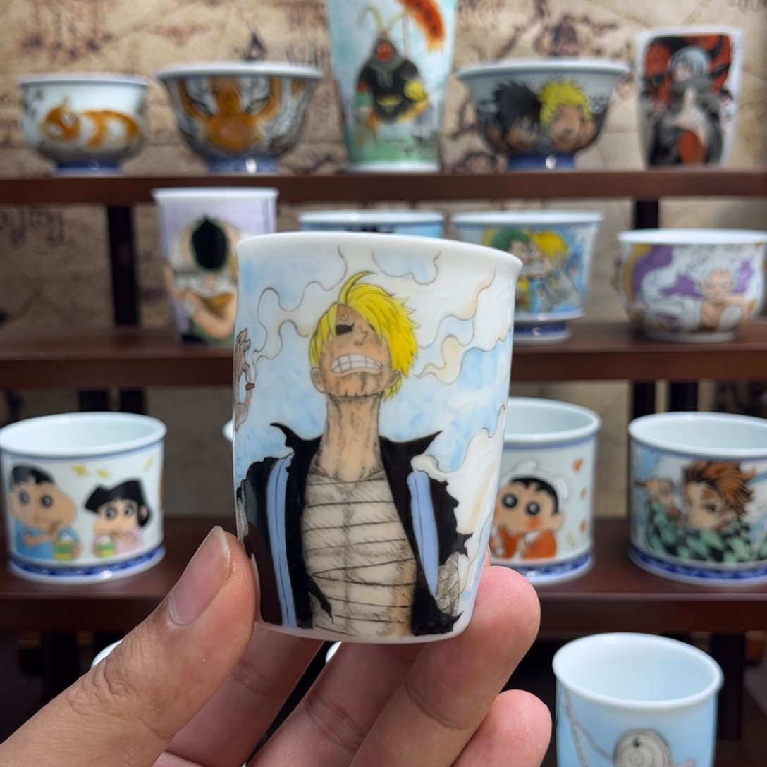 手绘海贼王山治杯子