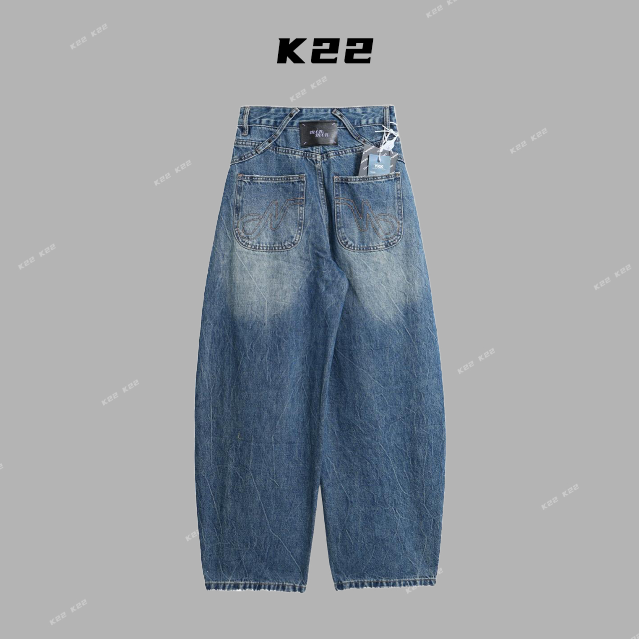 K22｜“陨石冰川”轻奢牛仔没有中间商-中高腰弯刀堆堆牛仔裤CPO25D