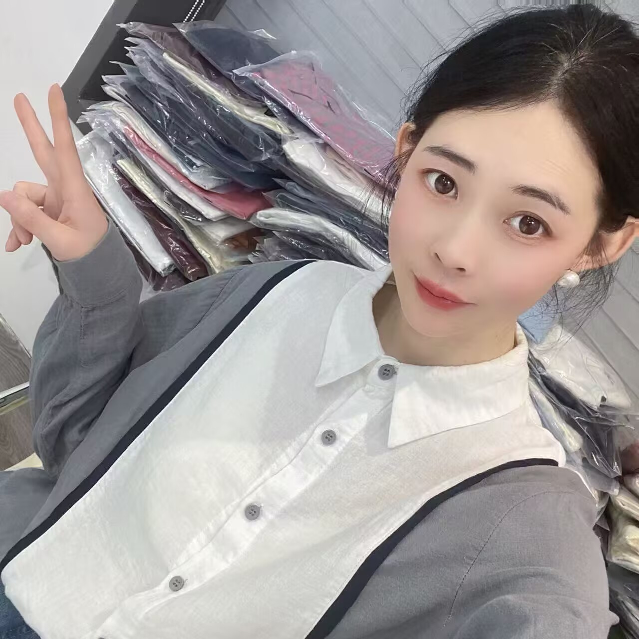  [衬衫合集]宽松秋冬新款打底纯棉长袖衬衫女（K501--K550）