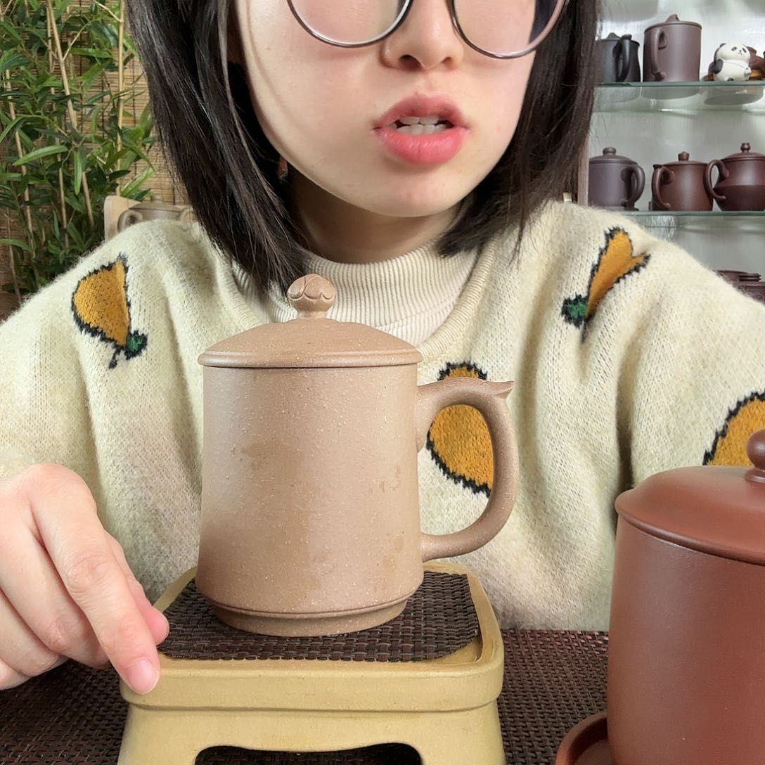 紫砂茶杯原矿粗砂段泥雅韵办公杯450CC