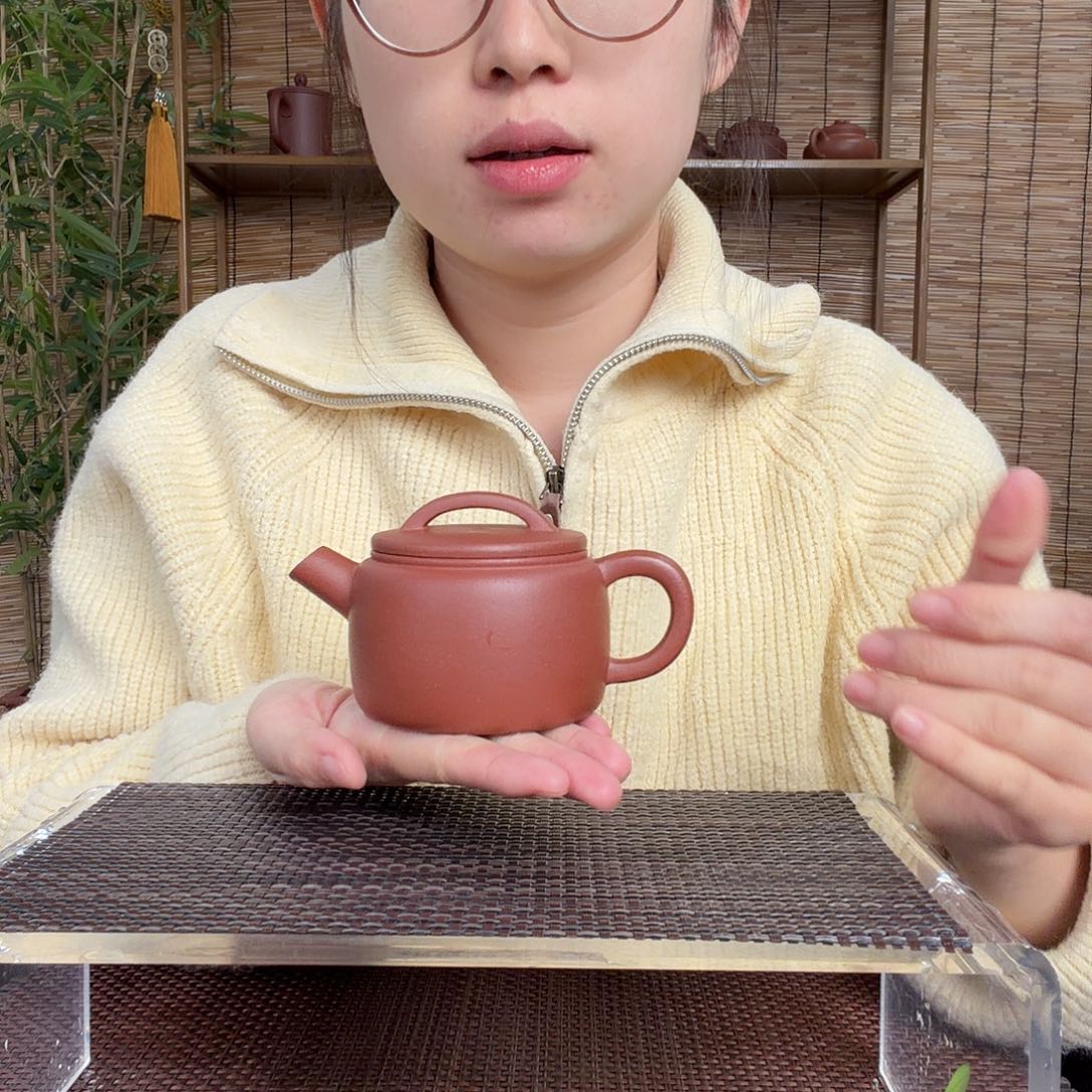 茶壶紫砂原矿红降坡炮嘴汉瓦壶微瑕没礼盒200CC左右
