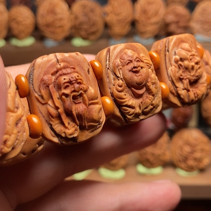 桃核浮雕神仙汇手牌