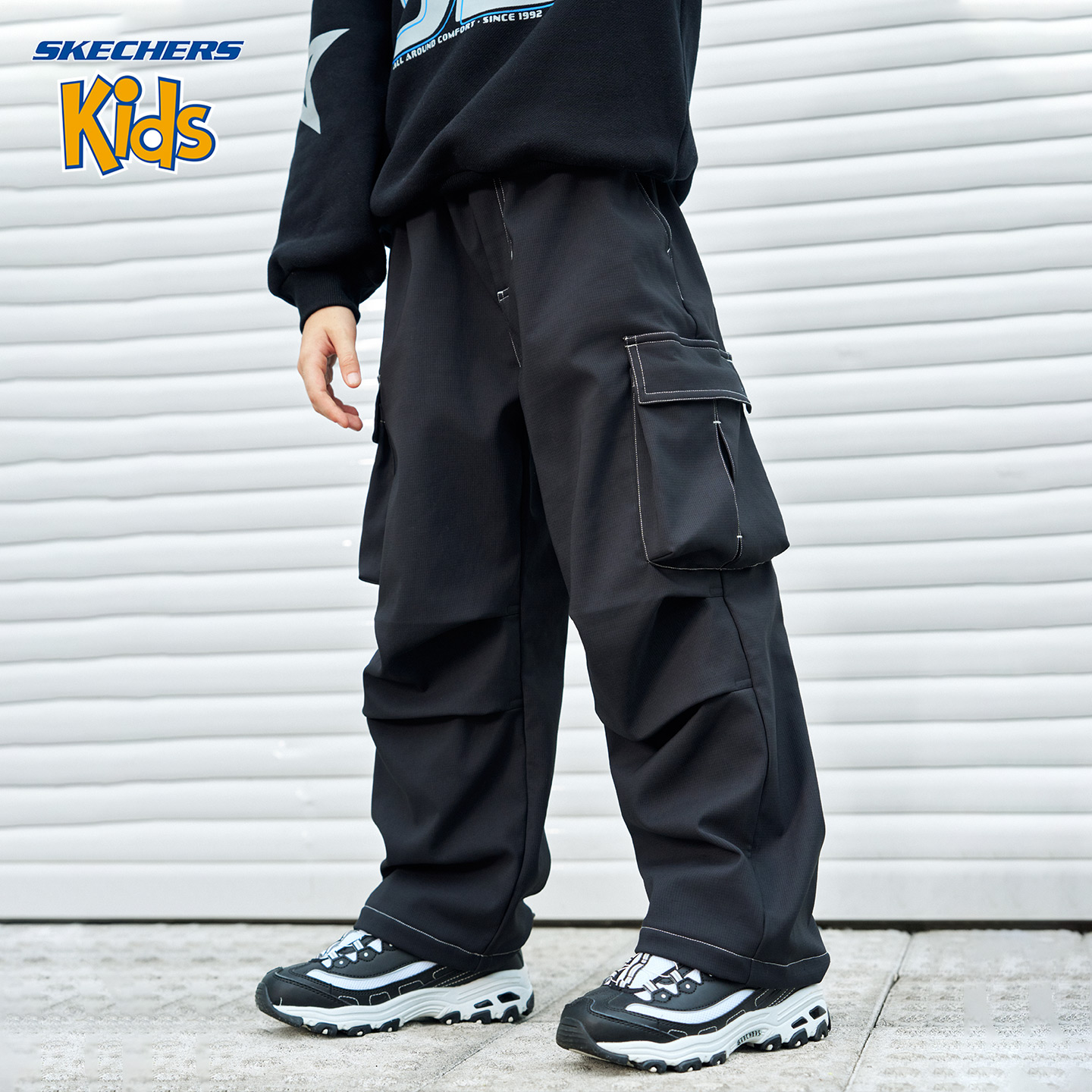 斯凯奇儿童亲子春秋工装裤男童中大童休闲款百搭春秋款直筒宽松