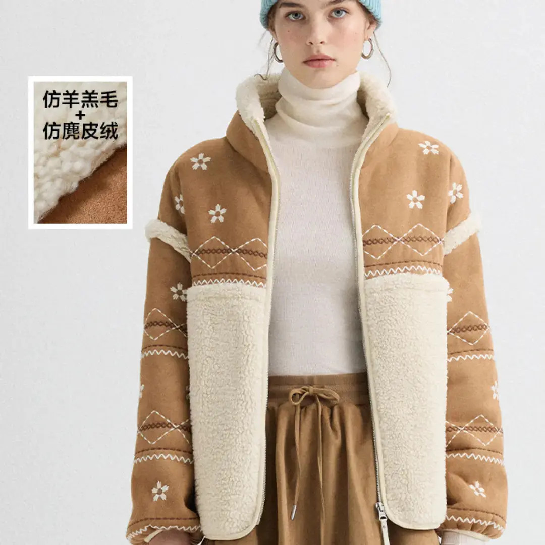 Teenie Weenie小熊卡通撞色外套女25年冬季新款TTJU254VC1D