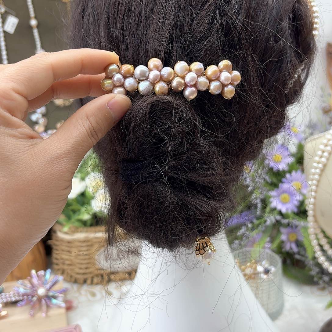 银S925镶嵌淡水珍珠发饰