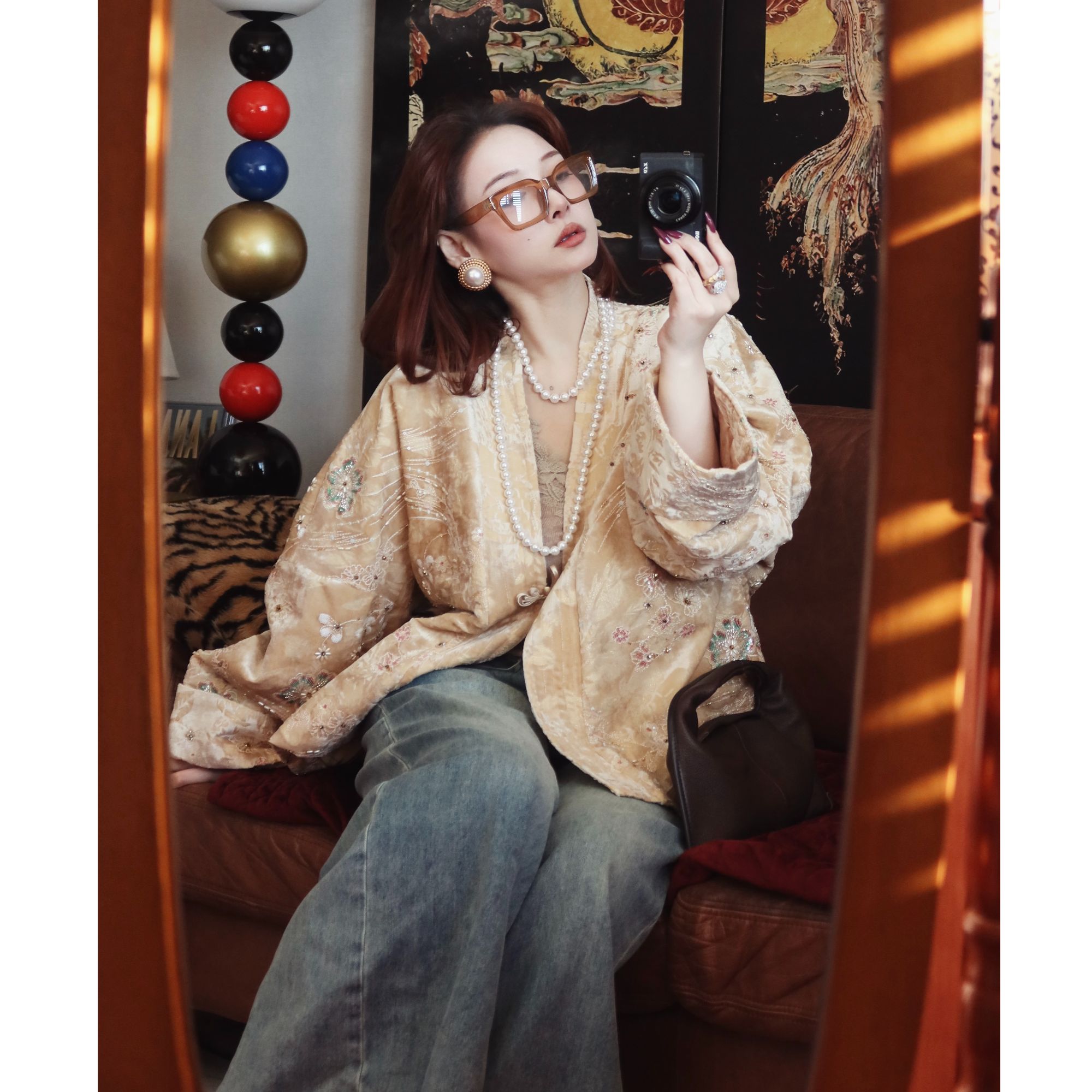 【有竹专属】CloudSweet 云笙花/定制丝绒珠 新中式盘扣棉服汉服