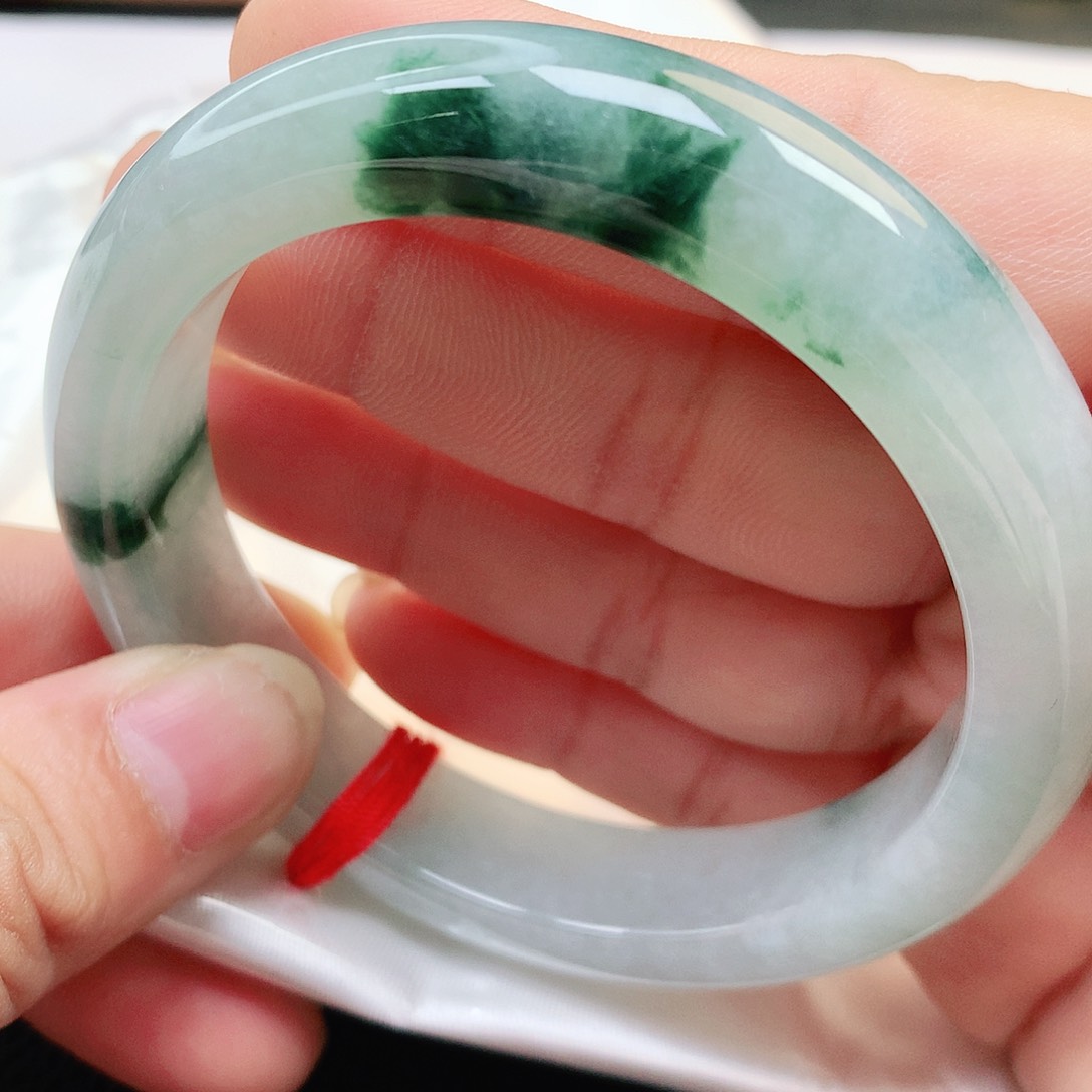 未镶嵌手镯翡翠缅甸纯天然A货翡翠飘蓝花158号