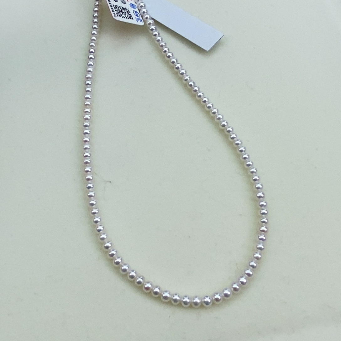 淡水珍珠3.5-4极光小灯泡冷青白银S925镶嵌