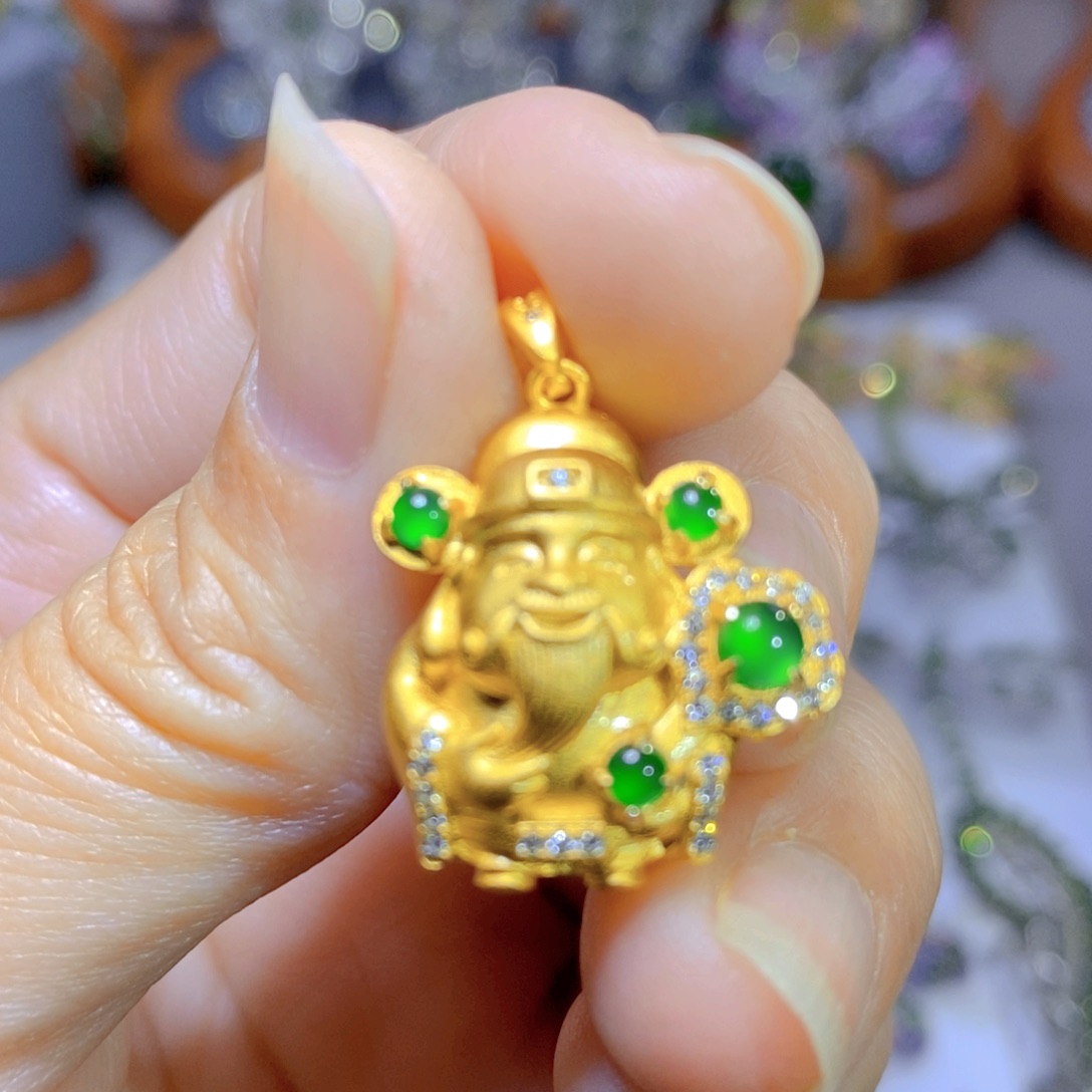 翡翠颈饰银S925镶嵌天然翡翠