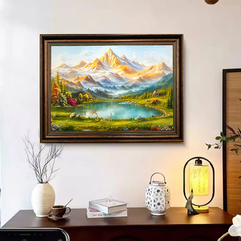 现代新古典金山福禄聚宝盆装饰画靠山图挂画DH10