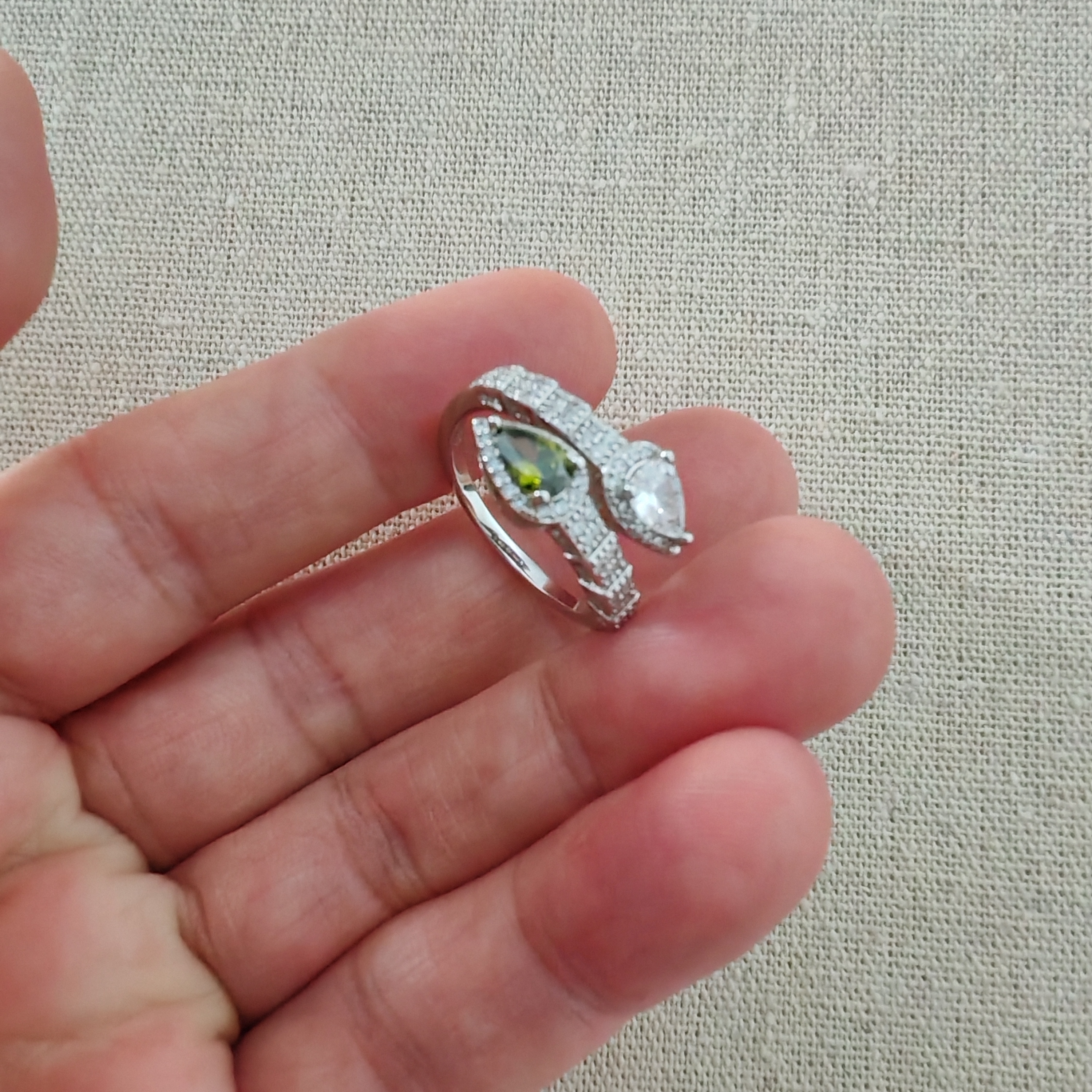 925银戒指 【Qarlighach】戒指绿色设计感可调节个性精致