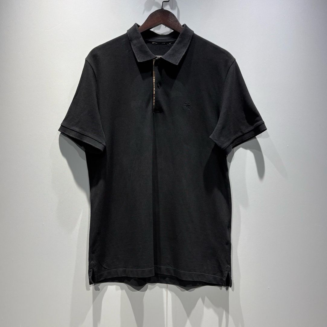 99新 BURBERRY/博柏利 黑色战马刺绣polo衫/缺领标/0877