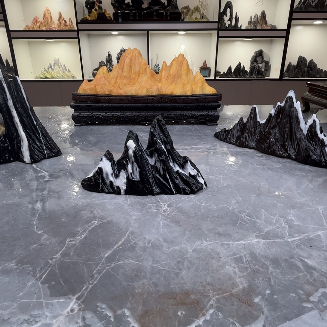 超***鱼石材灵璧石雕刻山峰摆件