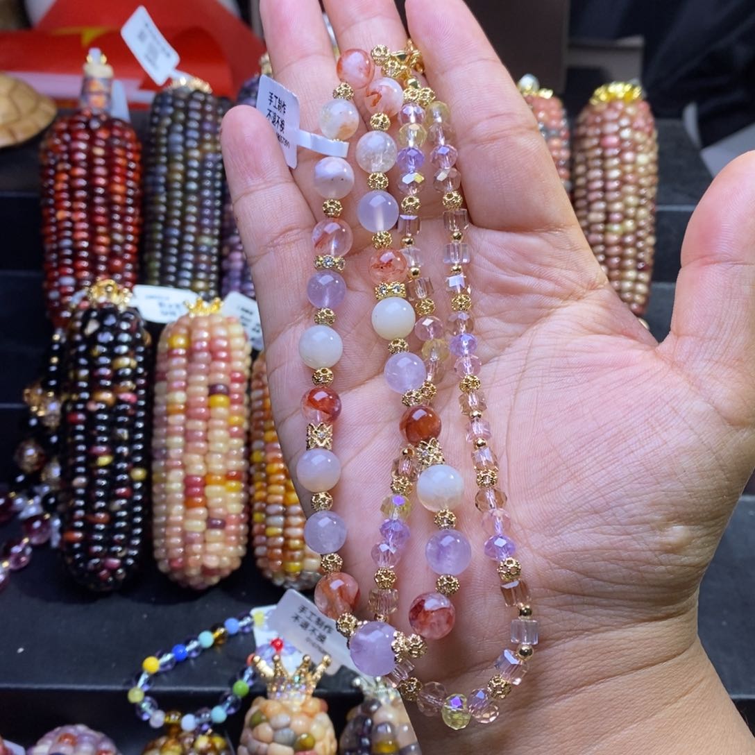 玉一*宝定制文玩玉米高货玉石水晶双链➕穗子➕单链