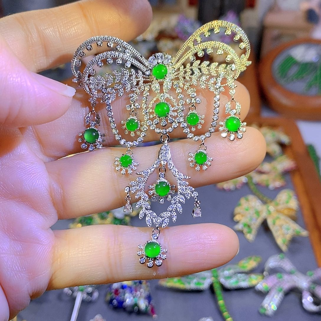 颈饰银S925镶嵌翡翠