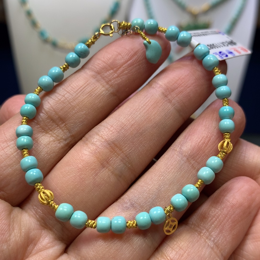 绿松石18K金镶嵌手链