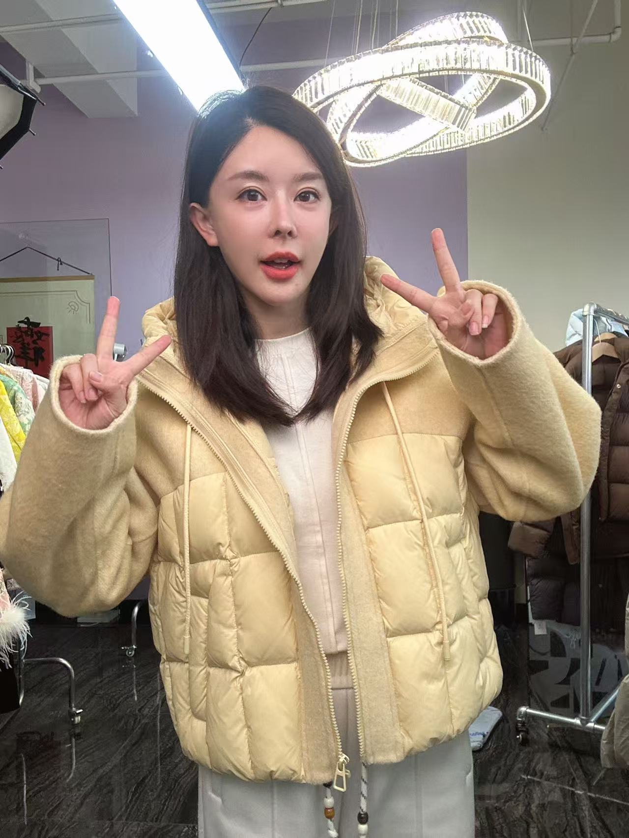 秋冬新款爆款拼接连帽双面绒大衣棉服8003-72