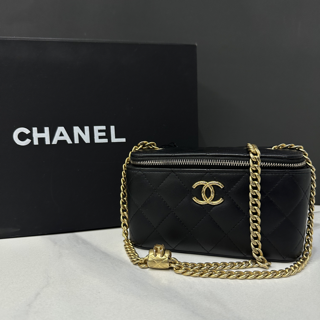 95新 Chanel/香奈儿 23B金柱调节扣长盒子包16cm芯片/0995122202