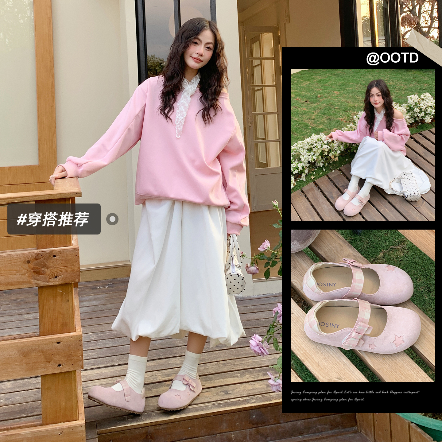 卓诗尼【星愿】春季圆头浅口玛丽珍鞋蝴蝶结单鞋英伦风玛丽珍穆勒鞋