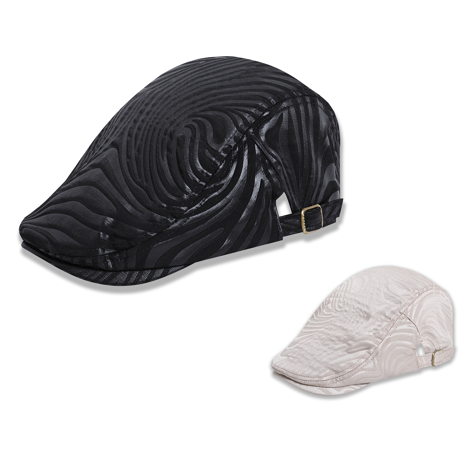 女士贝雷帽女前进帽黑色白色斑马纹百搭肌理纹感休闲韩版日式港风